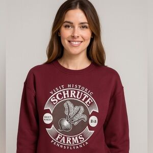 Ripple Junction Maroon Schrute Farms Sweatshirt Size Medium